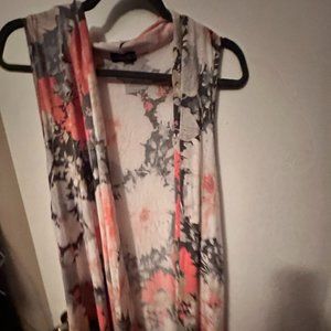 Heimish USA Long open front Cardigan with Pockets Size 2X Pink Blue White